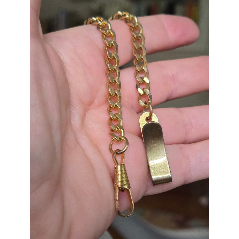 Goldtone Curb Link Watch Chain Vintage See Pics